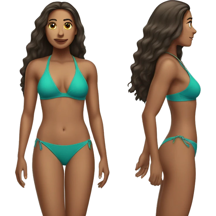 An attractive woman Latina colored with long hair and wearing a swimming bikini  emoji