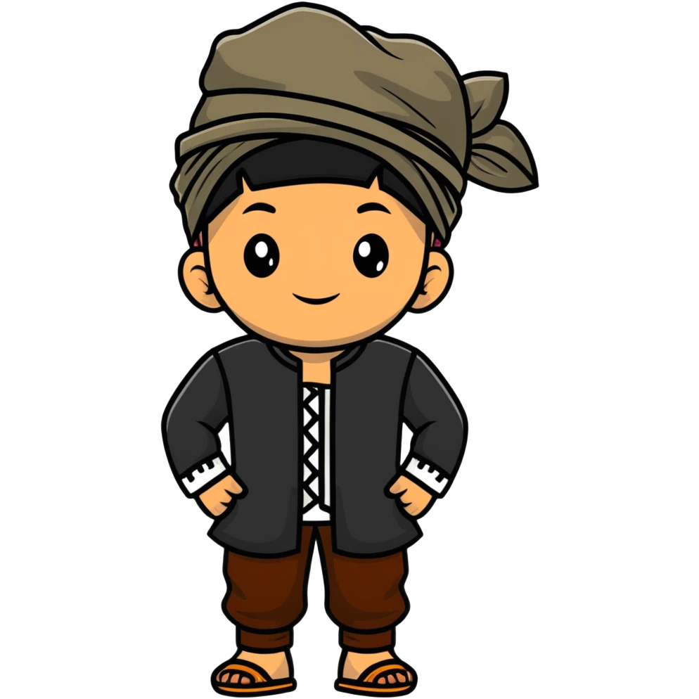 Kurdish boy with traditional hat emoji