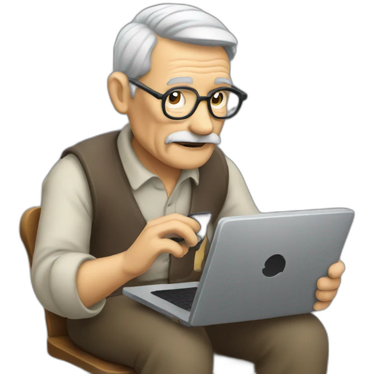 Oldman typing on his phone emoji