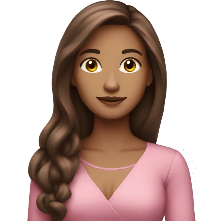 A beautiful woman with long brown hair and a pink dress emoji