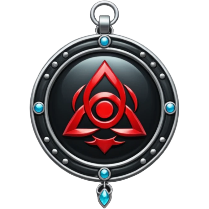 iOS sticker, dark fantasy amulet, black base, red symbol, minimal emoji
