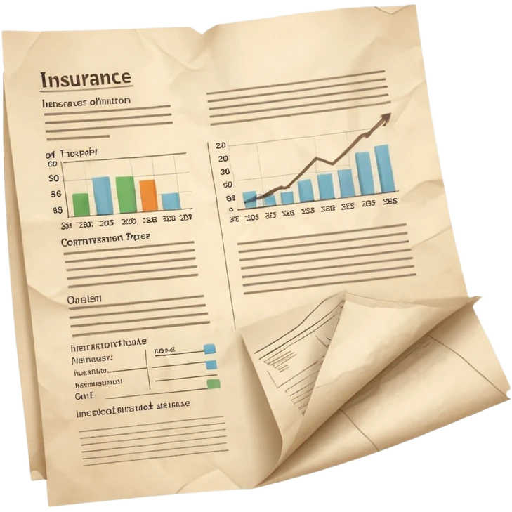 A beige colored piece of draft paper with finance/insurance-related simple graphics written on it emoji
