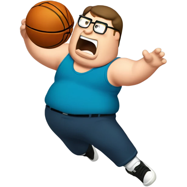 Peter griffin shooting a basketball while falling backwards  emoji
