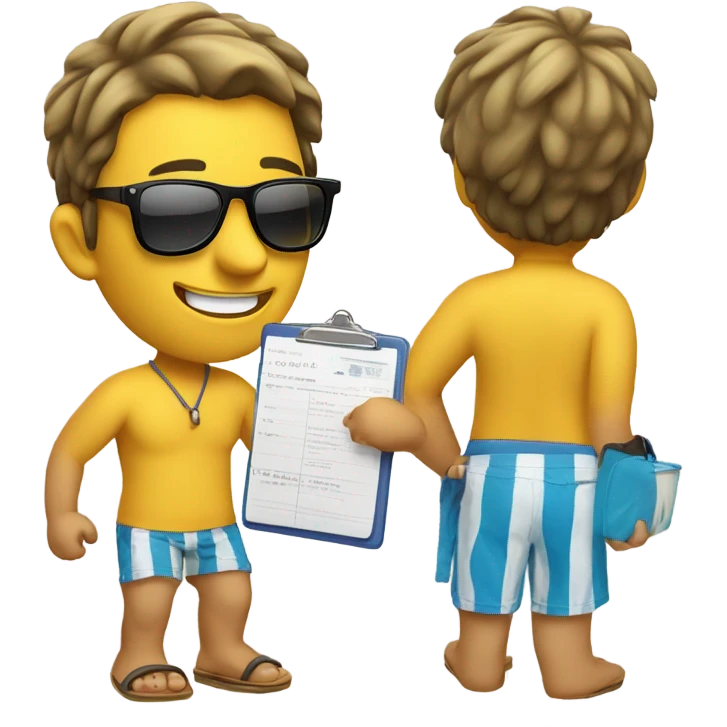 beach tour guide yellow skin male emoji