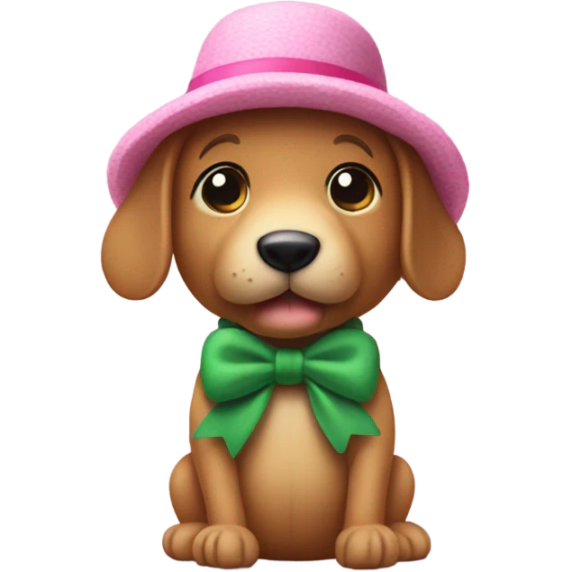 cute stuffed animal peanut with no arms nd 2 legs and wearing a pink croquet hat with a green bow on the hat emoji