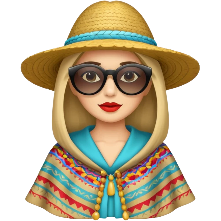 woman with fashion pancho sunglasses emoji