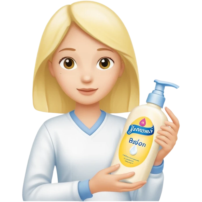 Girl holding johnson baby body lotion emoji