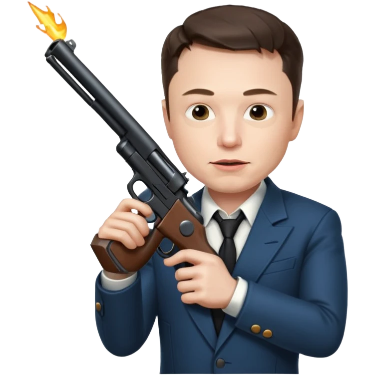 Elon musk with gun shooting Mickey Mouse  emoji