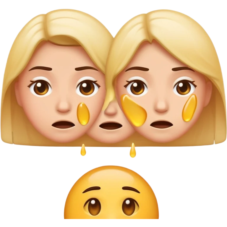 Embarrassed sweating face, followed by three female emoji icons in a row emoji
