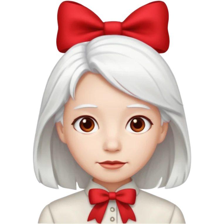back view of white hair with red bo emoji