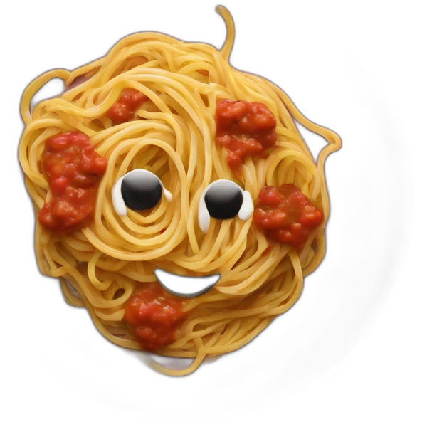Spaghetti and sauce on black heart shaped plate emoji