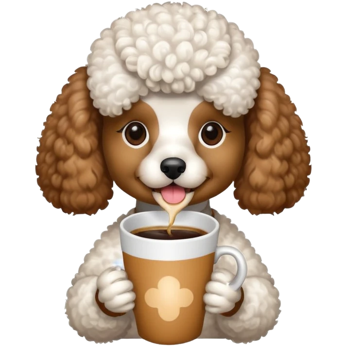 Poodle with coffee emoji