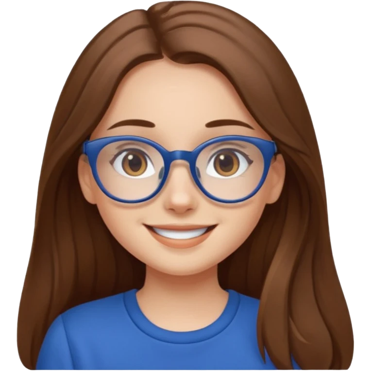long hair girl with eyeglasses and blue outfit emoji