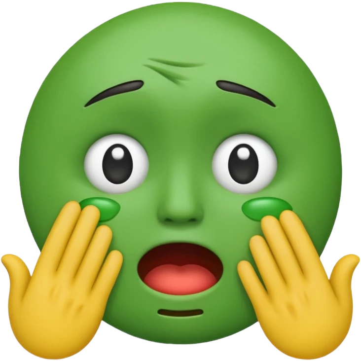 classic emoji style green face throwing up and crying at the same time simple round no human features emoji