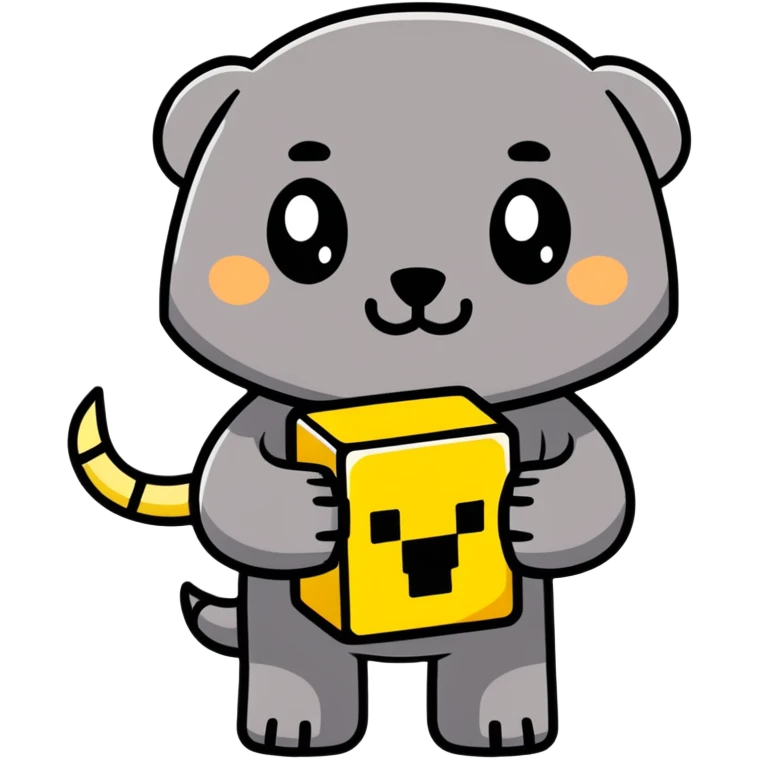 cartoonish cute mole holding a Minecraft gold block emoji