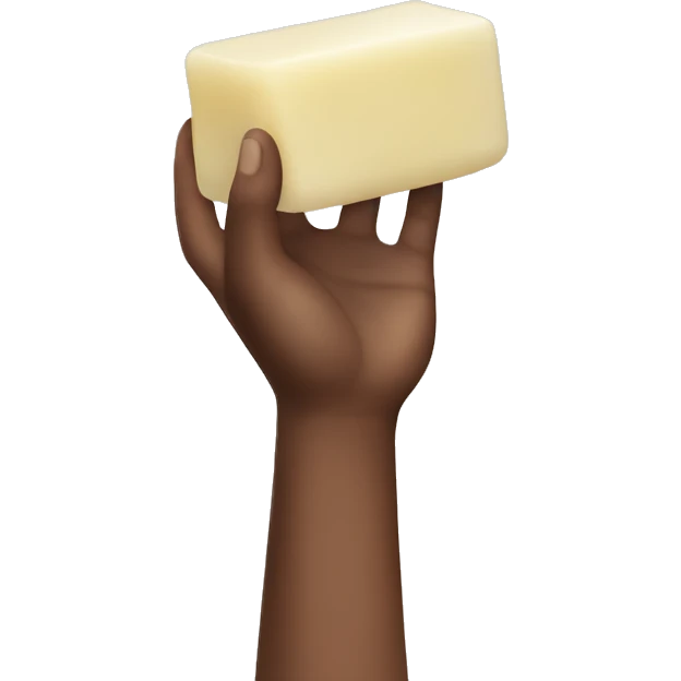 a hand holding soap emoji