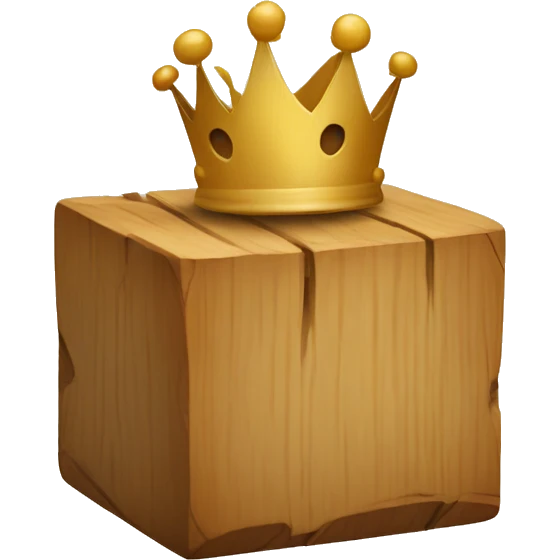Wooden block with a crown on top emoji