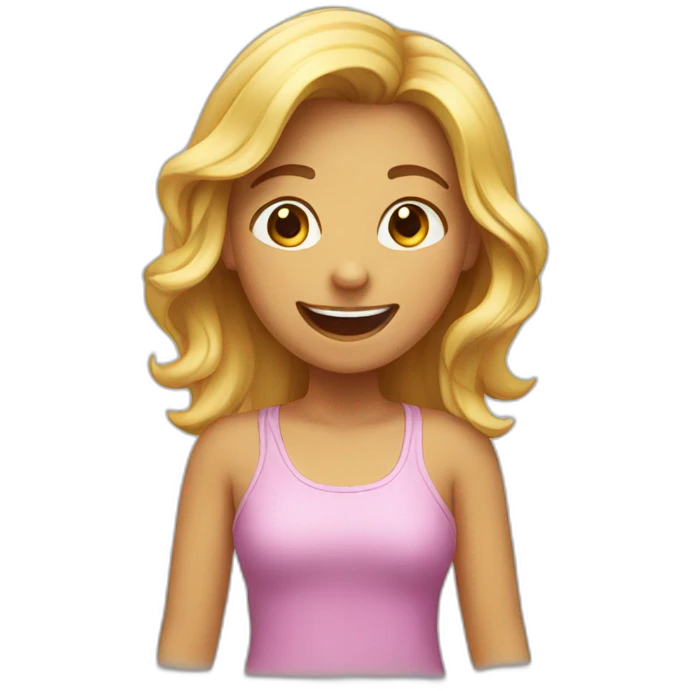 A girl having fun with friends emoji