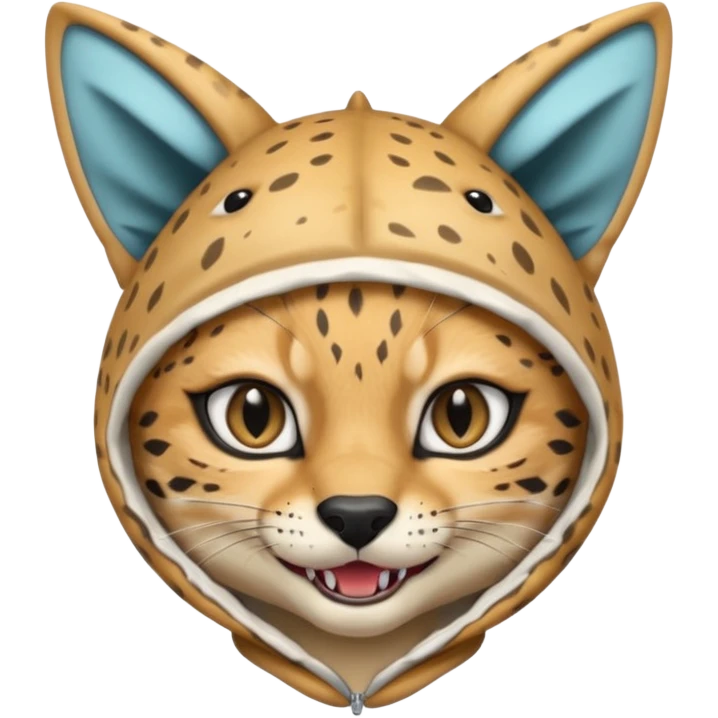 Wearing shark hood serval meme eye wink emoji
