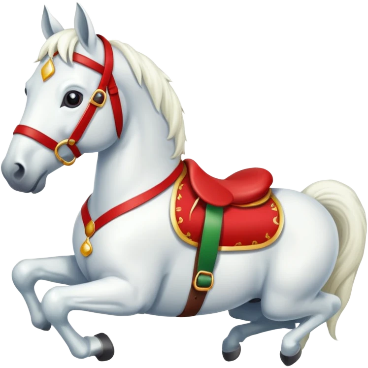 christmas new year's white horse with a red saddle emoji
