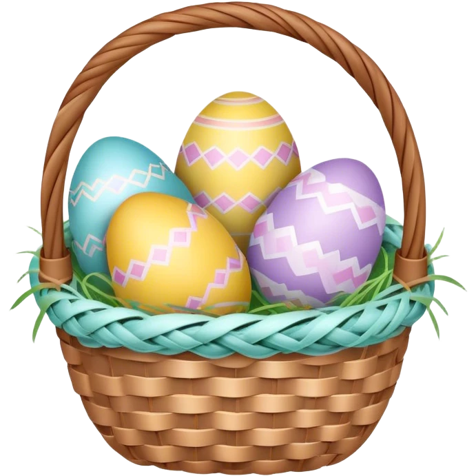 three easter eggs in a basket emoji