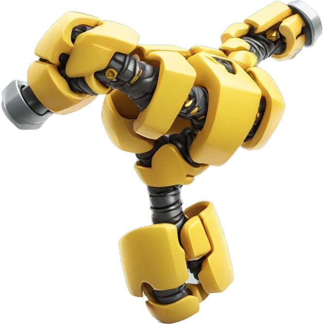 Flexing yellow mechanical cyborg bicep with shocks attached to arm emoji