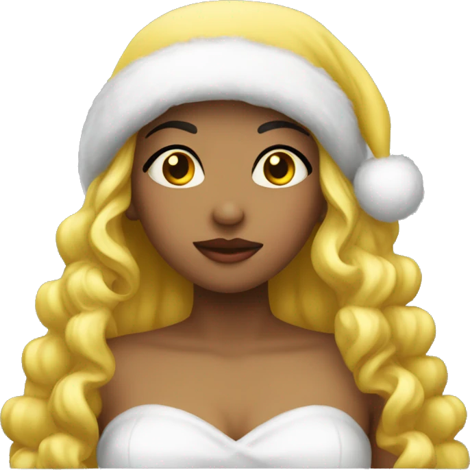 Girls kissing in Christmas attire yellow skin emoji emoji
