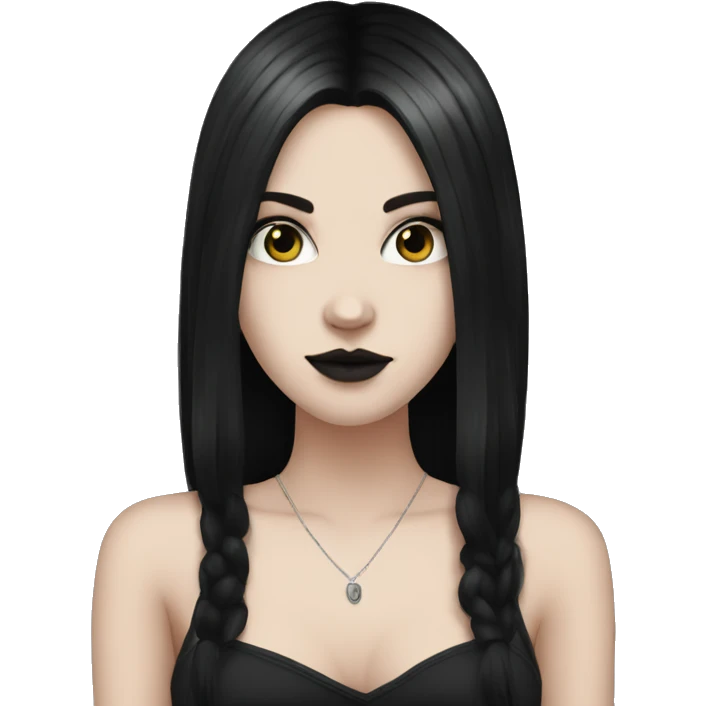 white girl, dark hair, goth style emoji