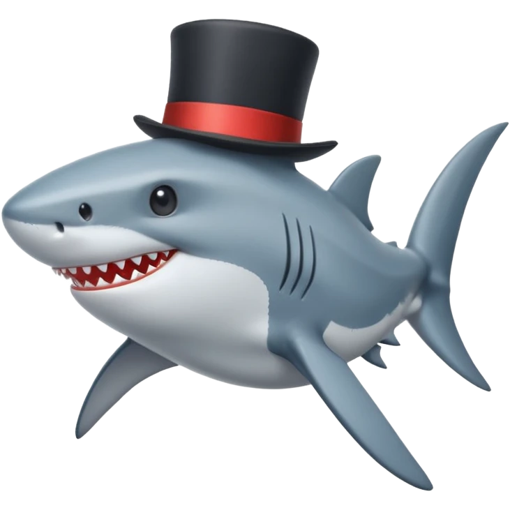 Shark with a top hat emoji