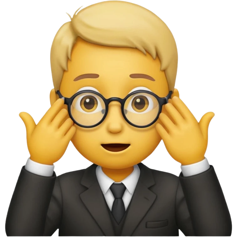 Yellow round emoji Surprise look pulling glasses down from face with hand  emoji