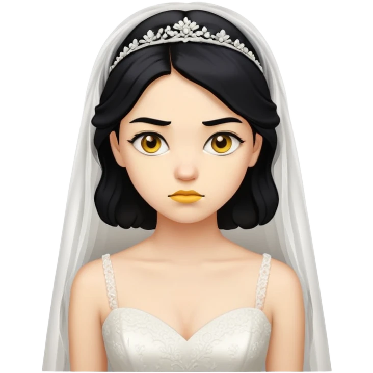 "- Nữ
- 20 tuổi
- Da vàng
- Trang phục cô dâu 
- Mặt nghiêm túc, tóc đen
" emoji