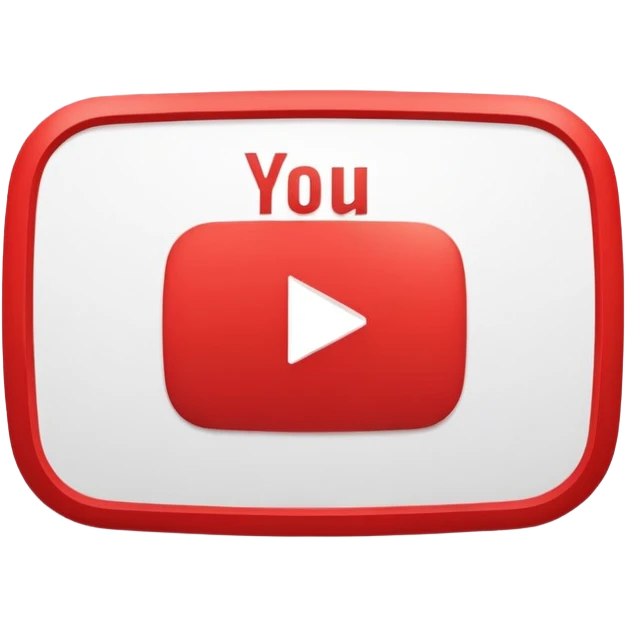 YouTube logo, red rectangle with rounded corners and white play button in the center emoji