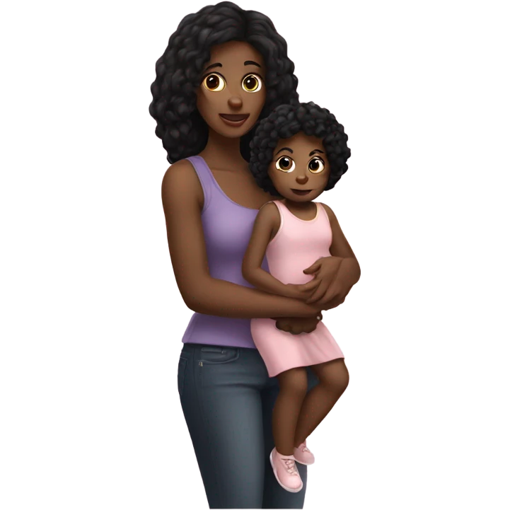 fair skinned black hair woman holding toddler emoji