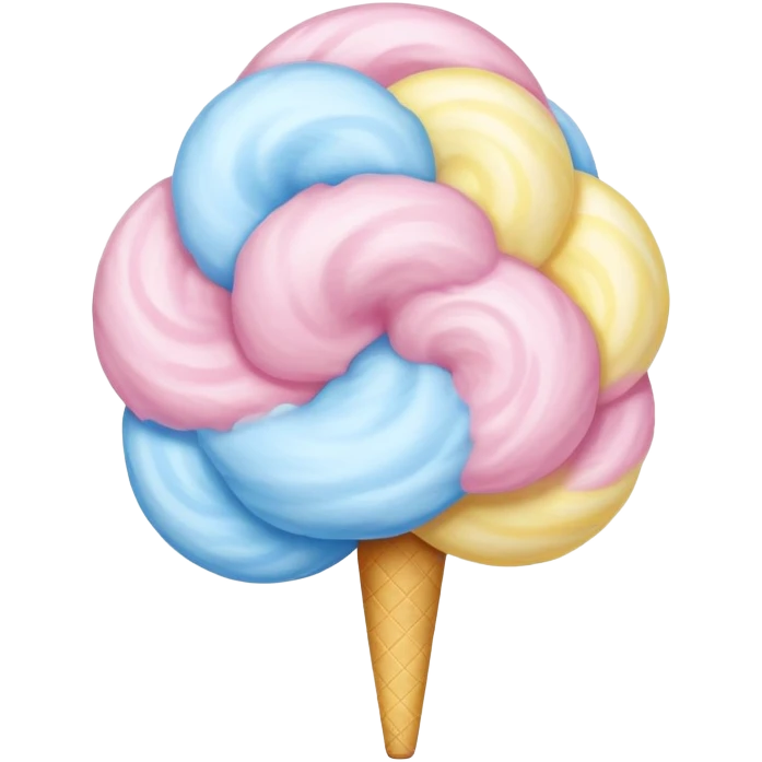 Pink, blue, and yellow swirled into fluffy cotton candy emoji