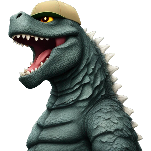 Godzilla wearing a hat emoji