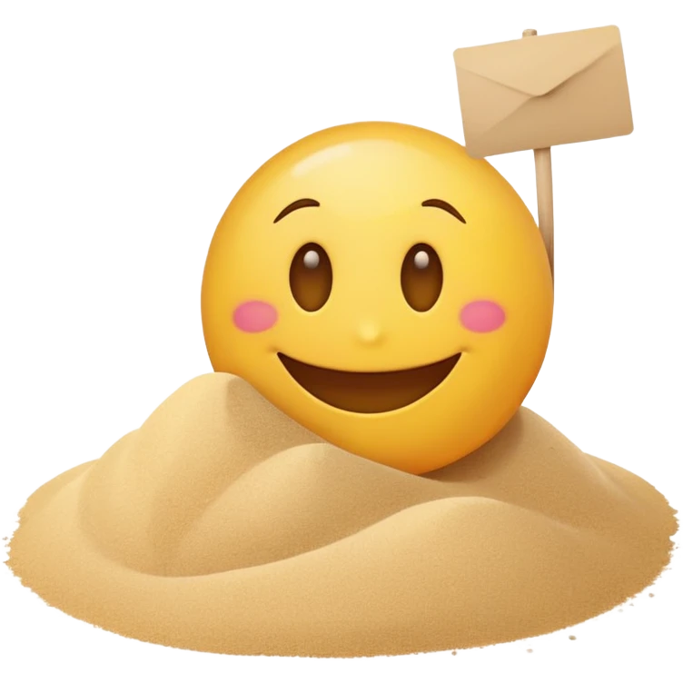 Smiling emoji with card in his hand and a pile of sand aside  emoji