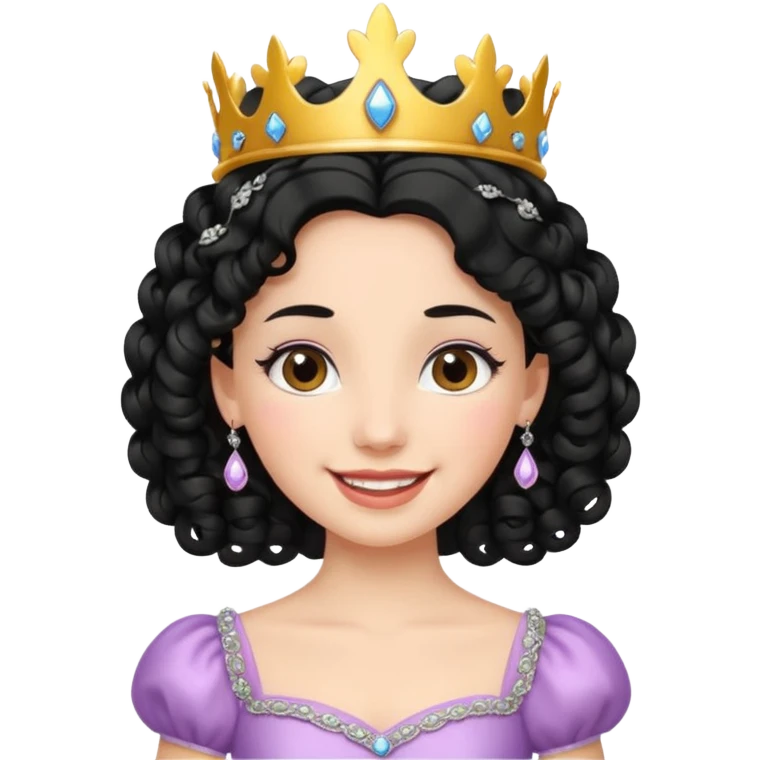 Princesa banca con el pelo rizado y el pelo negro  emoji
