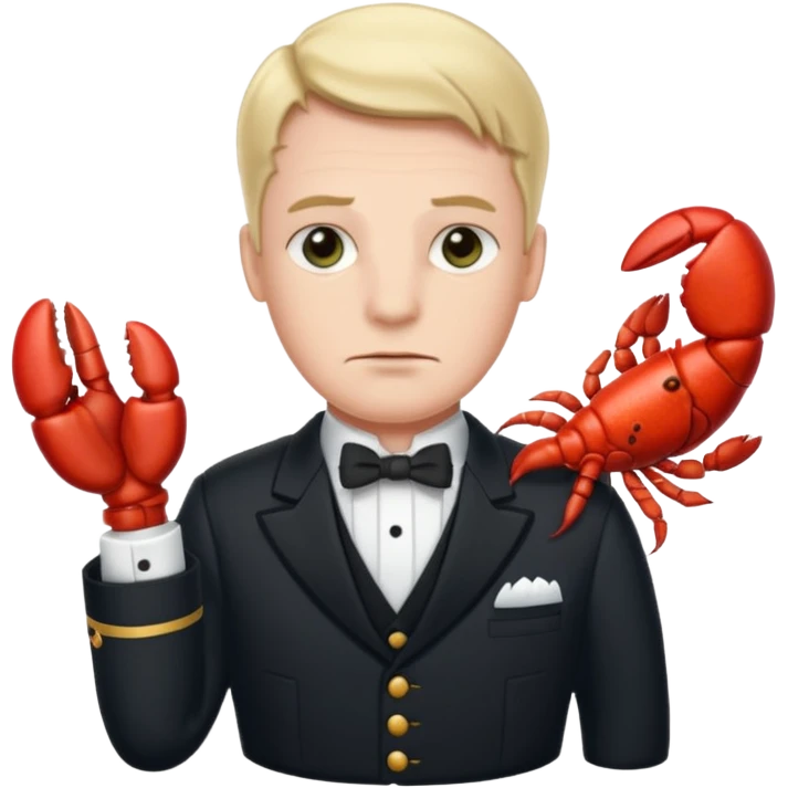 Alfred the butler from batman with lobster claws emoji
