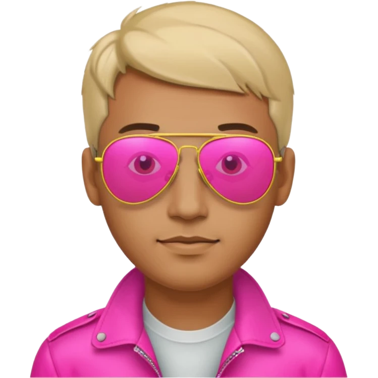 1980s man wearing reflective neon pink aviator sunglasses emoji