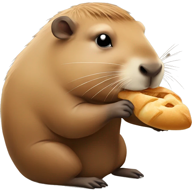 Capybara eating a croissant  emoji