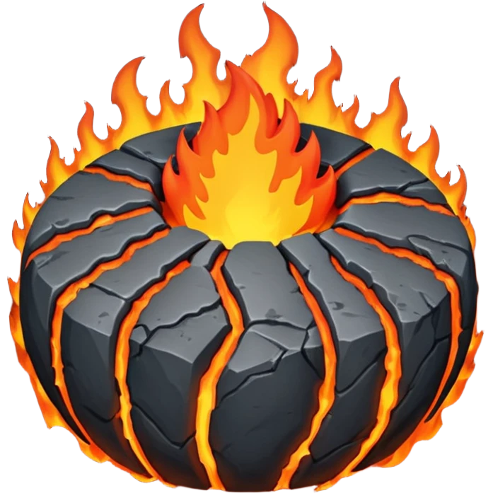 planet, surface covered in fire, lava and rocks  emoji