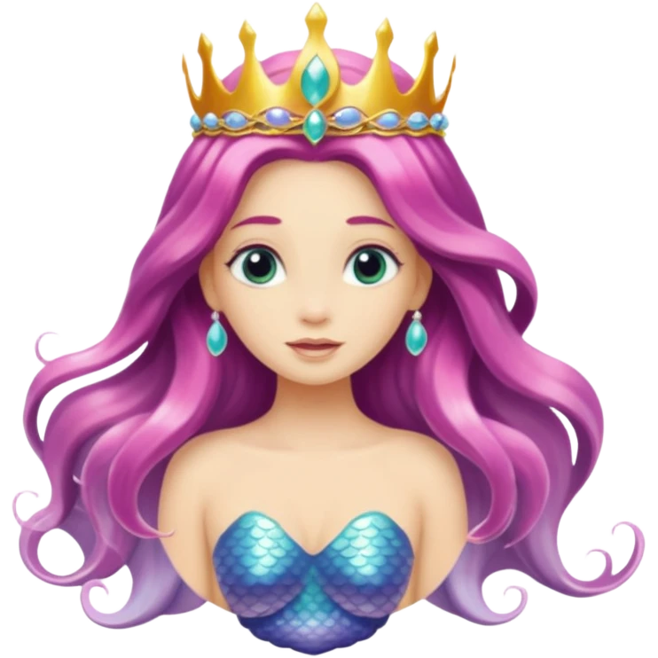 Mermaid with Shell Crown – Long flowing hair, shell tiar emoji