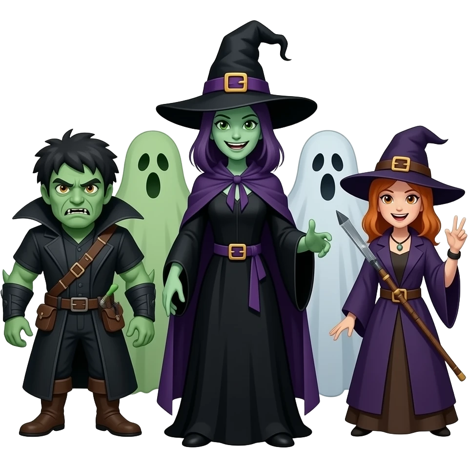 Esta es un competencia de monstruos y fantasmas.  Cual es mas miedoso, horrendo y escabroso.  Brujas emoji