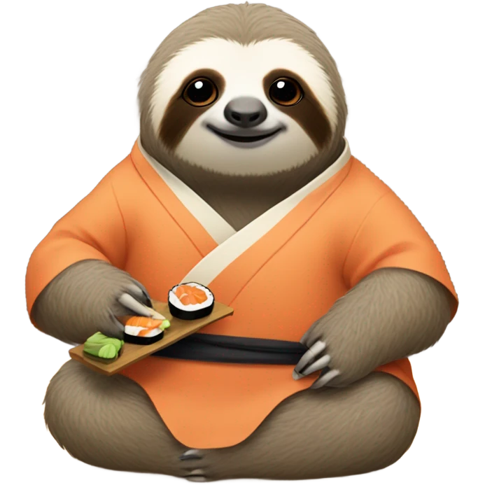 Sloth eating at a sushi bar emoji