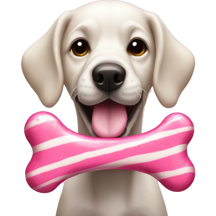 dog bone + pink candy emoji