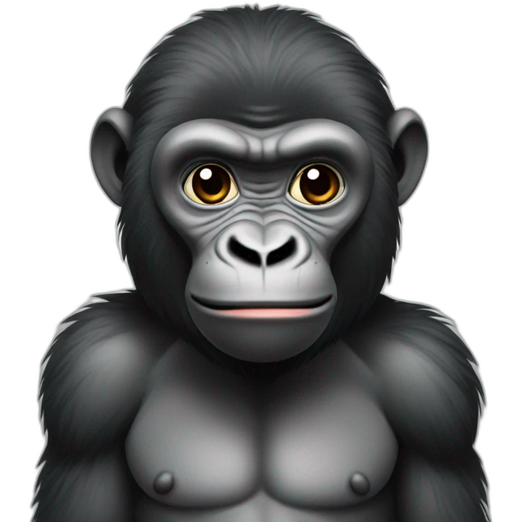 young gorilla with light grey face and dark fur emoji