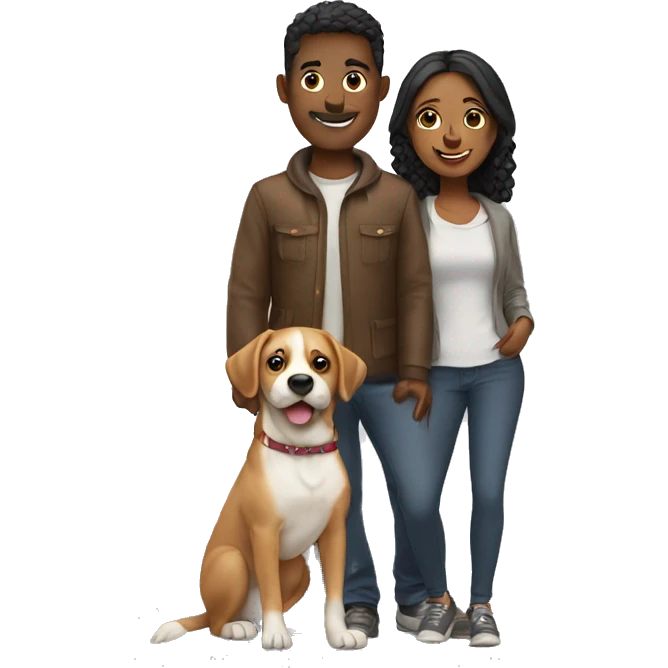 Couple with a dog emoji