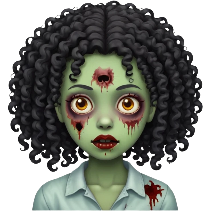 menina negra zumbis de cabelos cacheados  emoji