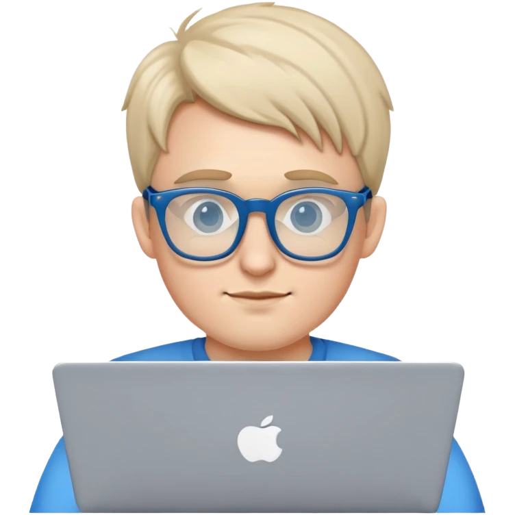 a nerd and an excellent student with blue glasses withlaptop emoji