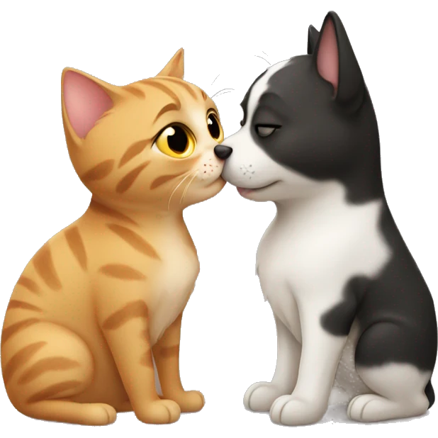 Cat kiss a dog emoji